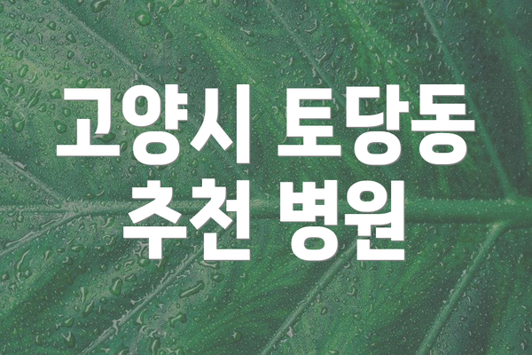고양시 토당동 추천 병원