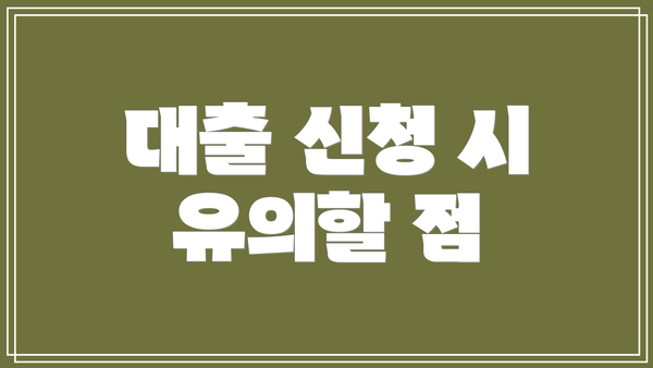 대출 신청 시 유의할 점