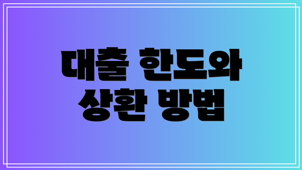 대출 한도와 상환 방법