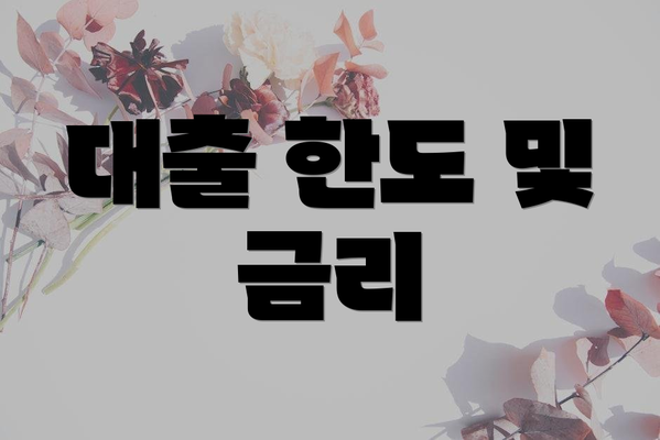 대출 한도 및 금리