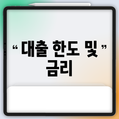 대출 한도 및 금리