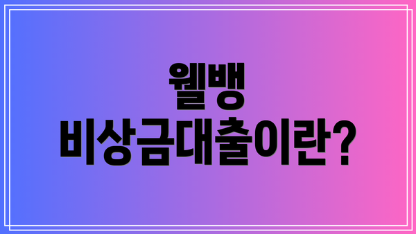 웰뱅 비상금대출이란?