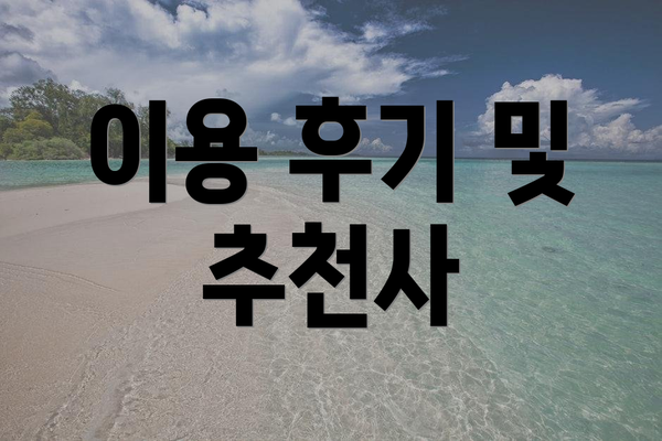 이용 후기 및 추천사