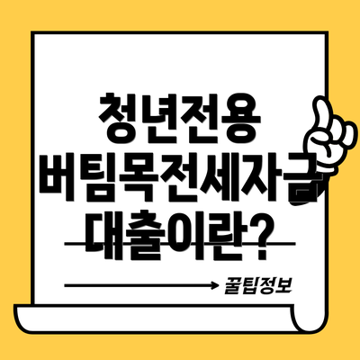 청년전용 버팀목전세자금 대출이란?