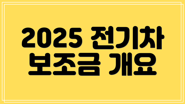 2025 전기차 보조금 개요