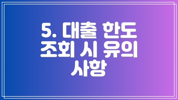5. 대출 한도 조회 시 유의 사항