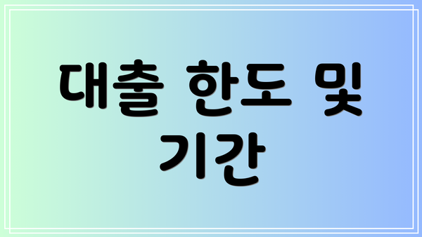 대출 한도 및 기간