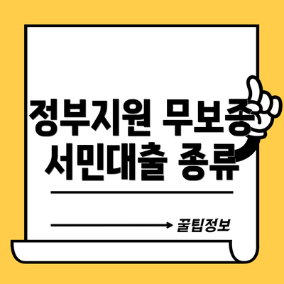 정부지원 무보증 서민대출 종류