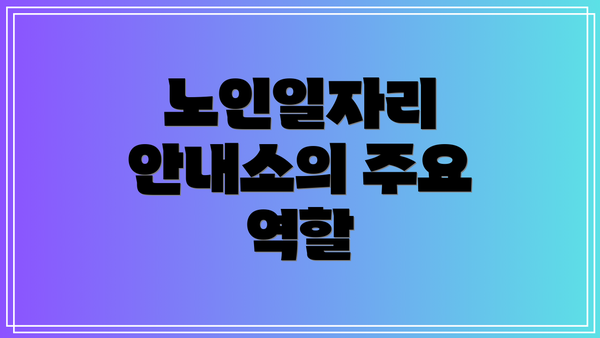 노인일자리 안내소의 주요 역할