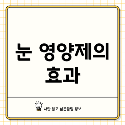 눈 영양제의 효과