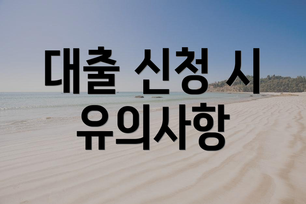 대출 신청 시 유의사항