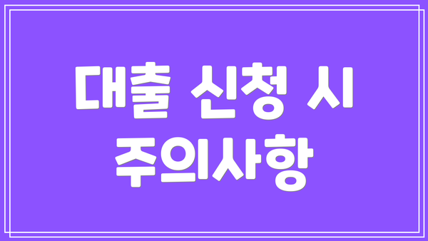 대출 신청 시 주의사항