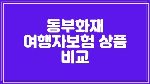 동부화재 여행자보험 상품 비교