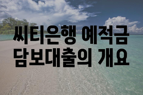 씨티은행 예적금 담보대출의 개요