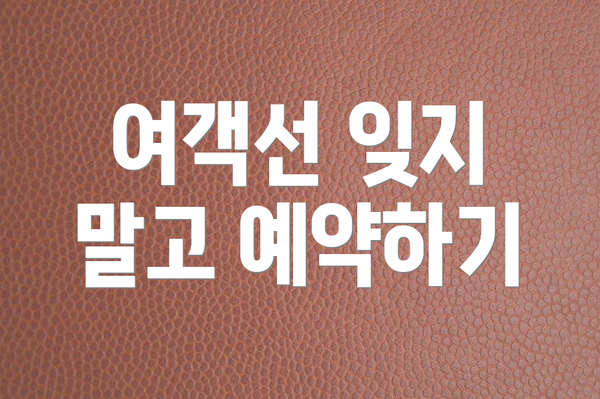 여객선 잊지 말고 예약하기