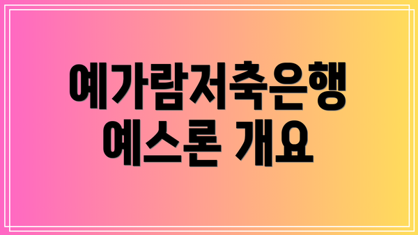 예가람저축은행 예스론 개요