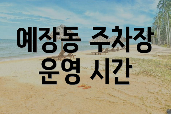 예장동 주차장 운영 시간