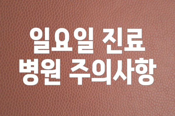 일요일 진료 병원 주의사항