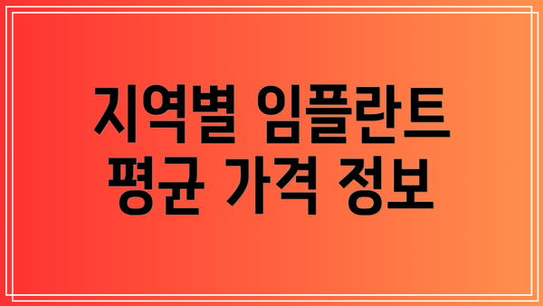 지역별 임플란트 평균 가격 정보