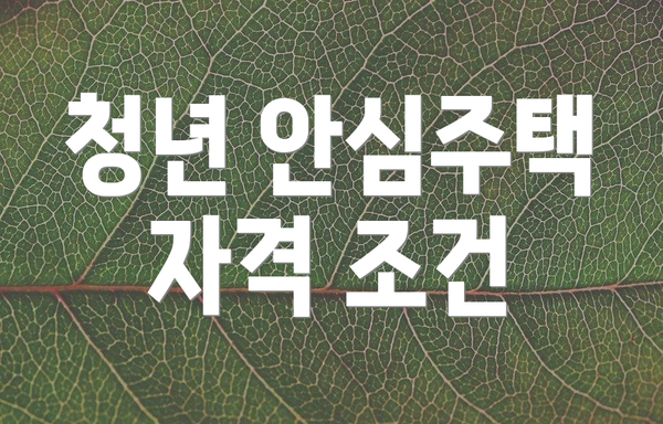 청년 안심주택 자격 조건