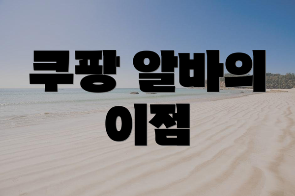 쿠팡 알바의 이점