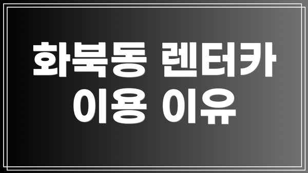 화북동 렌터카 이용 이유