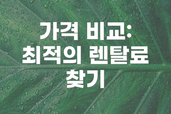 가격 비교: 최적의 렌탈료 찾기