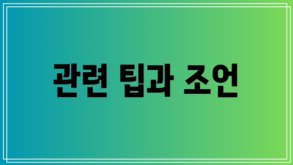 관련 팁과 조언