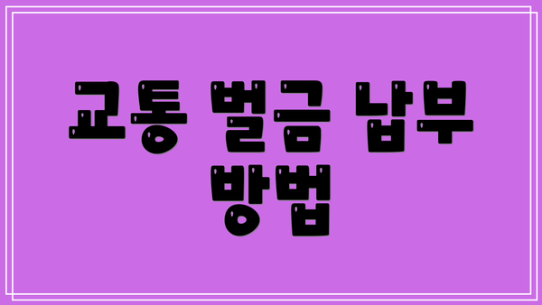 교통 벌금 납부 방법