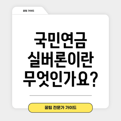 국민연금 실버론이란 무엇인가요?