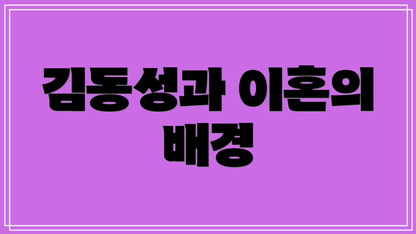 김동성과 이혼의 배경
