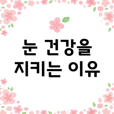 눈 건강을 지키는 이유