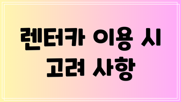 렌터카 이용 시 고려 사항