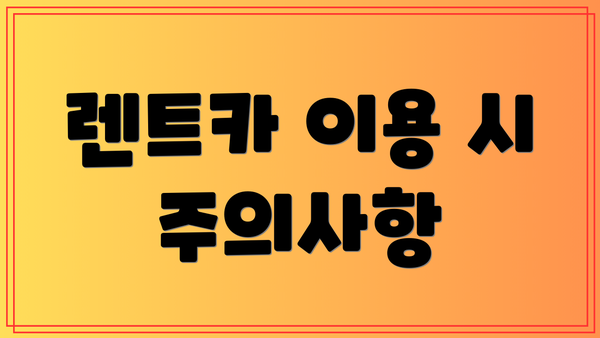렌트카 이용 시 주의사항