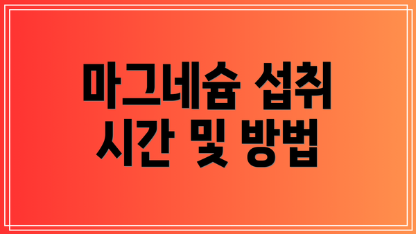 마그네슘 섭취 시간 및 방법
