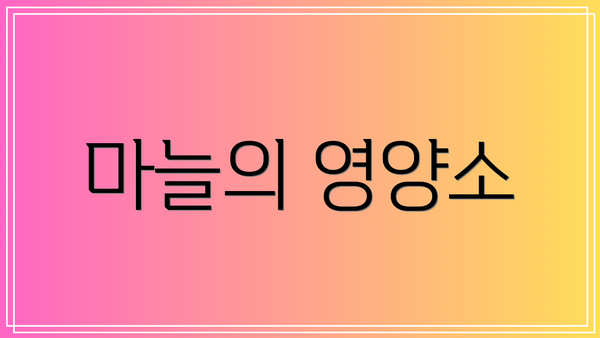 마늘의 영양소