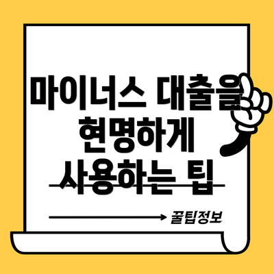 마이너스 대출을 현명하게 사용하는 팁