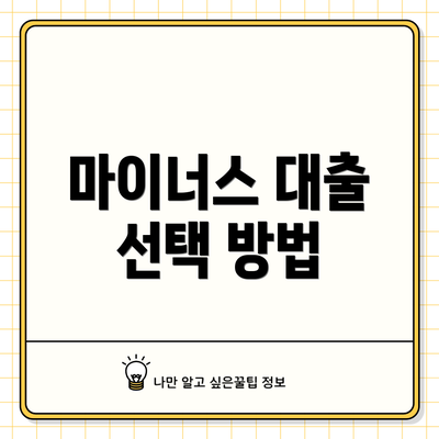 마이너스 대출 선택 방법