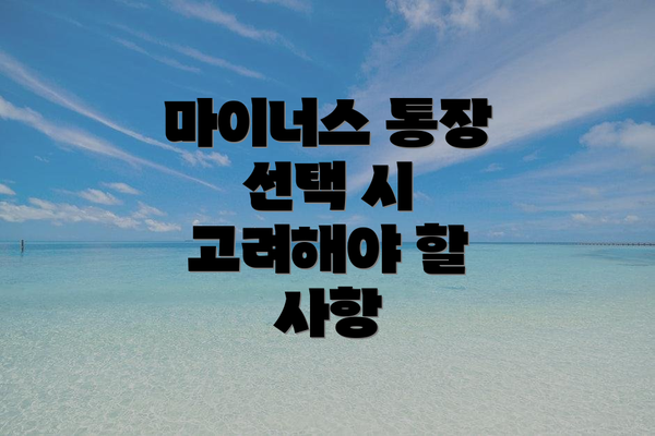 마이너스 통장 선택 시 고려해야 할 사항