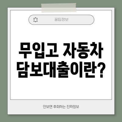 무입고 자동차 담보대출이란?