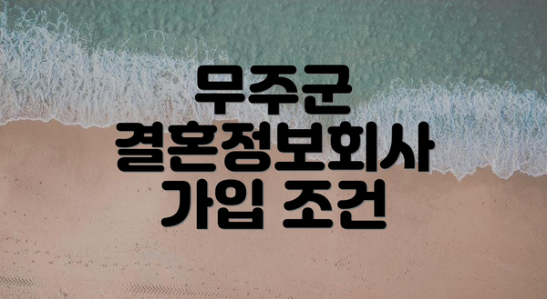 무주군 결혼정보회사 가입 조건