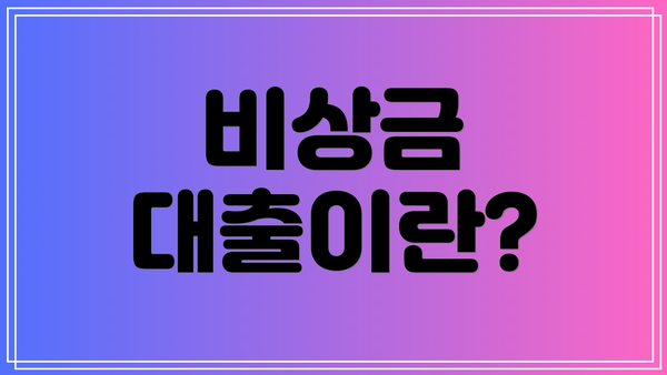 비상금 대출이란?
