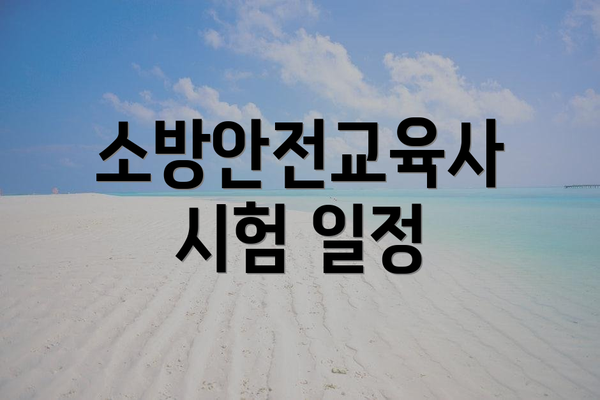 소방안전교육사 시험 일정
