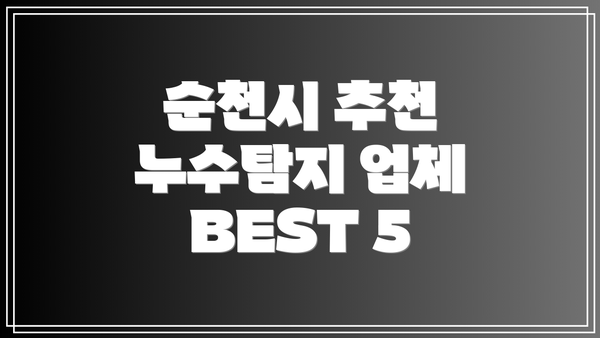 순천시 추천 누수탐지 업체 BEST 5