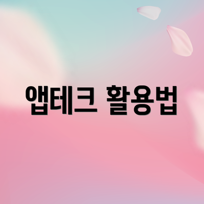 앱테크 활용법
