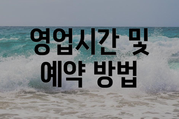 영업시간 및 예약 방법