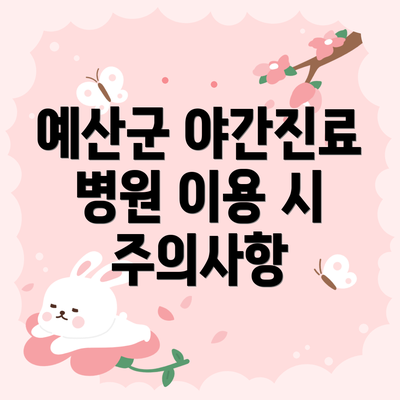예산군 야간진료 병원 이용 시 주의사항