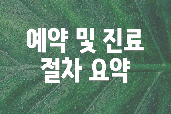예약 및 진료 절차 요약