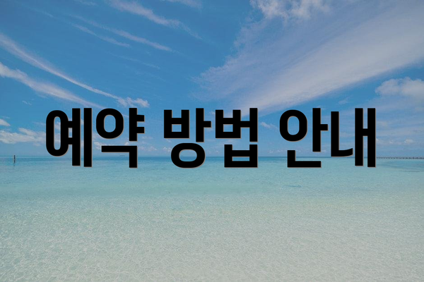 예약 방법 안내