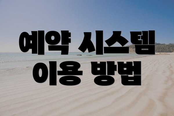 예약 시스템 이용 방법